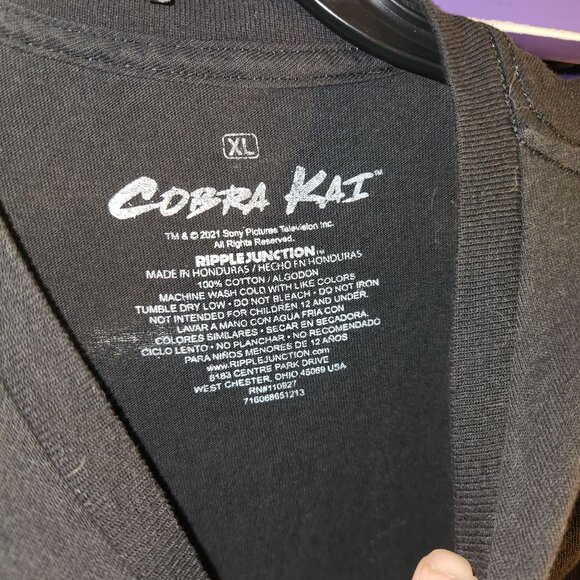 Cobra Kai Strike First Strike Hard No Mercy Graphic Tee Black XL Cotton - Picture 3 of 3